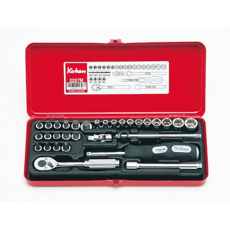 Ko-Ken Socket set 6 Point 31 pieces 1/4 Sq. Drive 2257M